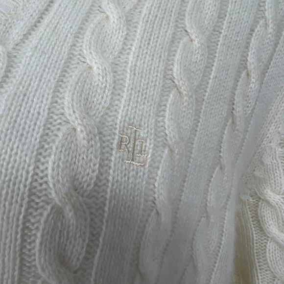 Vintage Lauren Ralph Lauren 100% Cashmere Cream V Neck Sweater 2XL **READ** - Picture 2 of 8